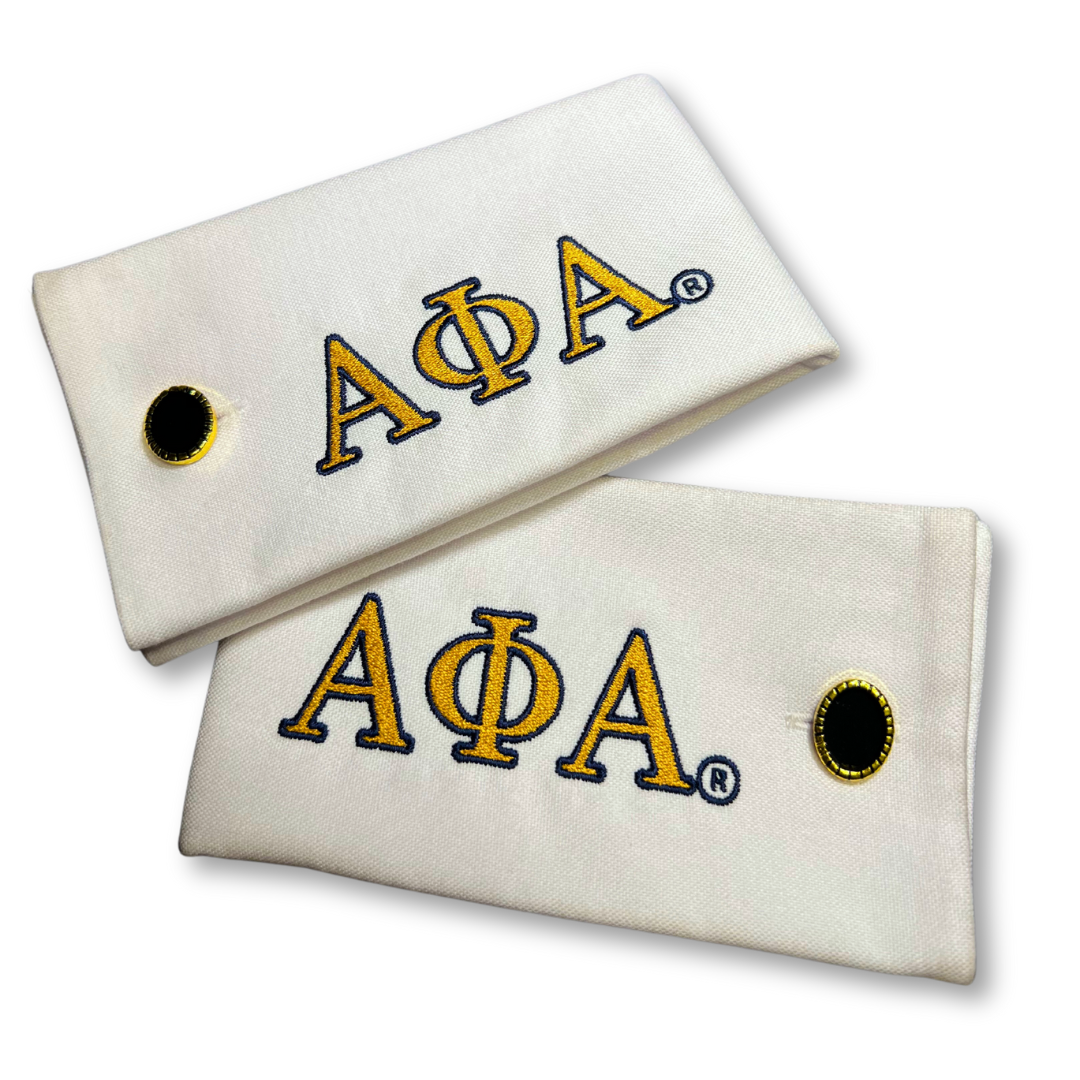 Golden Legacy Whispers: Alpha Phi Alpha Emblem Cuffs
