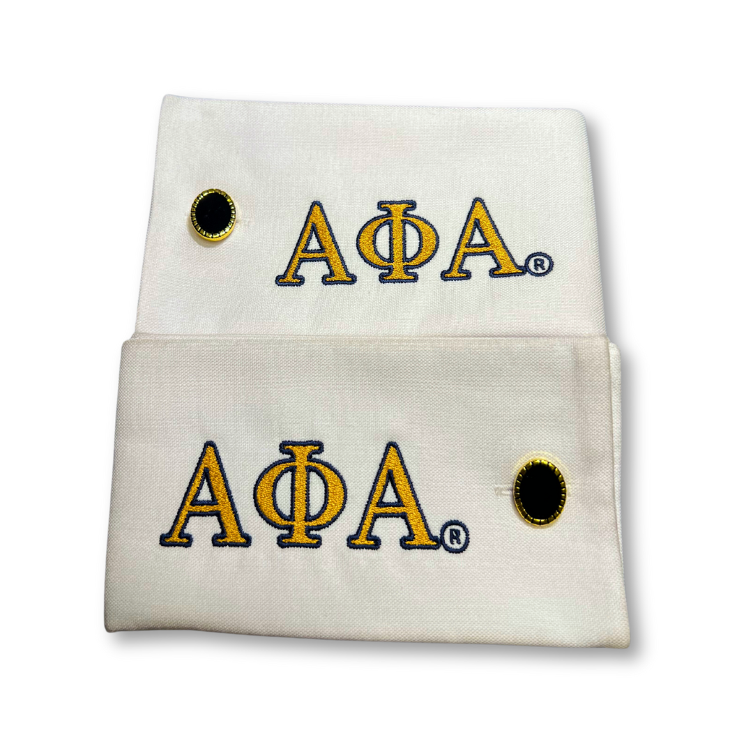 Golden Legacy Whispers: Alpha Phi Alpha Emblem Cuffs